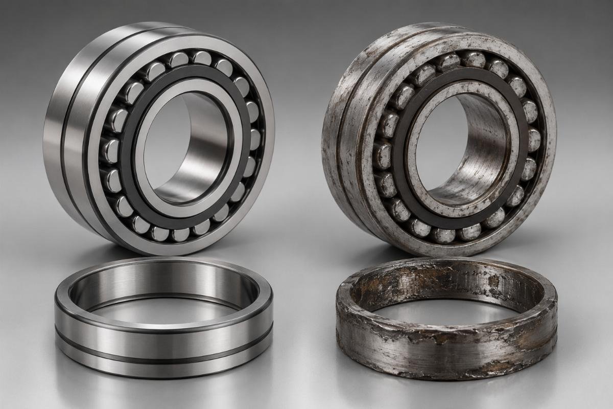 Comparative analysis of genuine vs counterfeit SKF 22320 bearing failure patterns Steel Mill Bearing Failure Analysis
