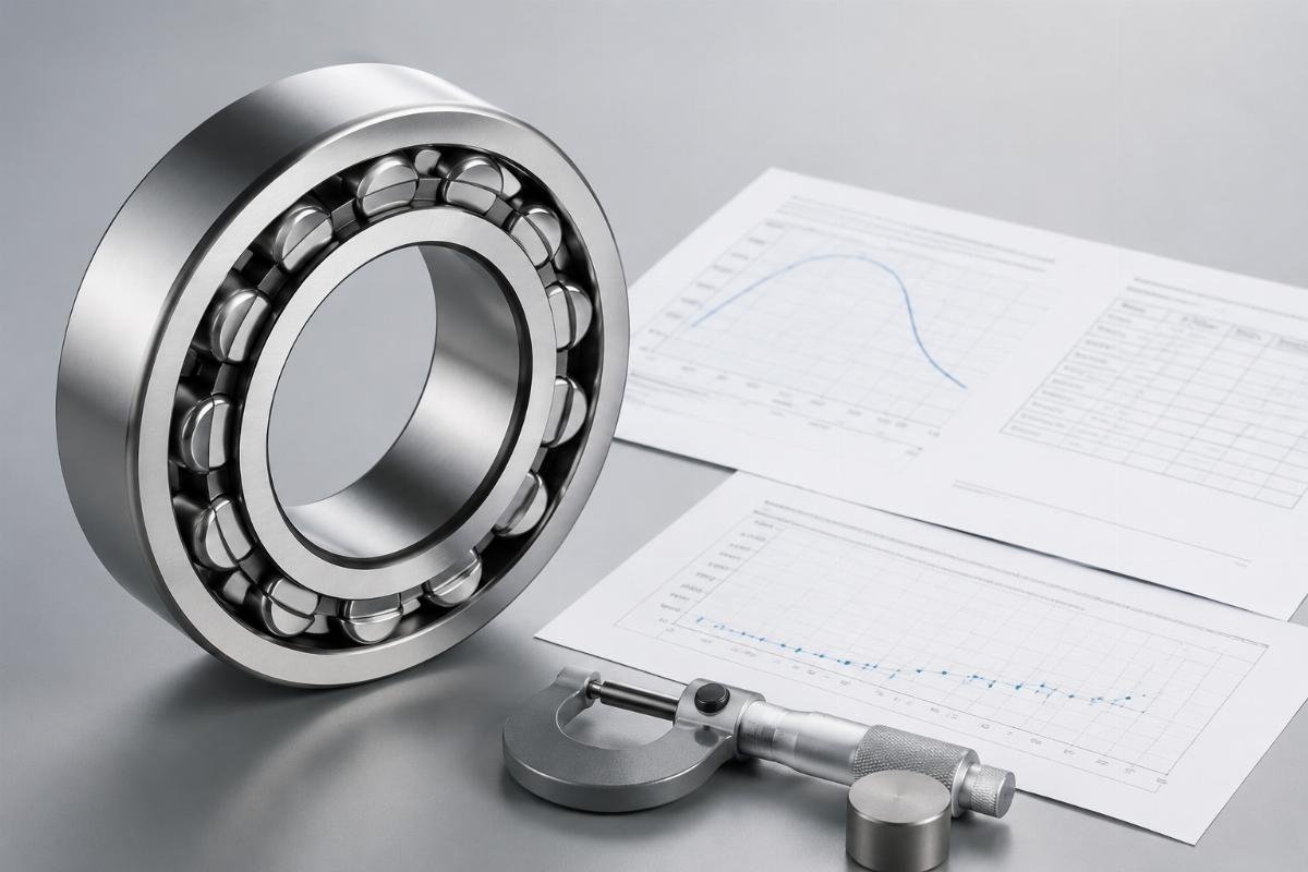 Complete traceability documents including material certificate, heat treatment curve, and hardness test report Bearing heat treatment documentation package example