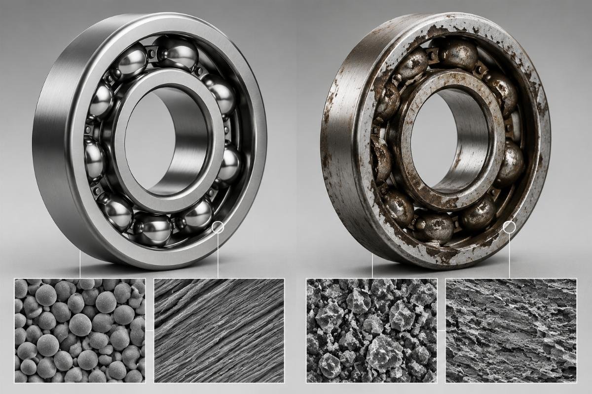 Critical differences in material composition between counterfeit and genuine bearings under electron microscopy Critical differences in material composition between counterfeit and genuine bearings under electron microscopy